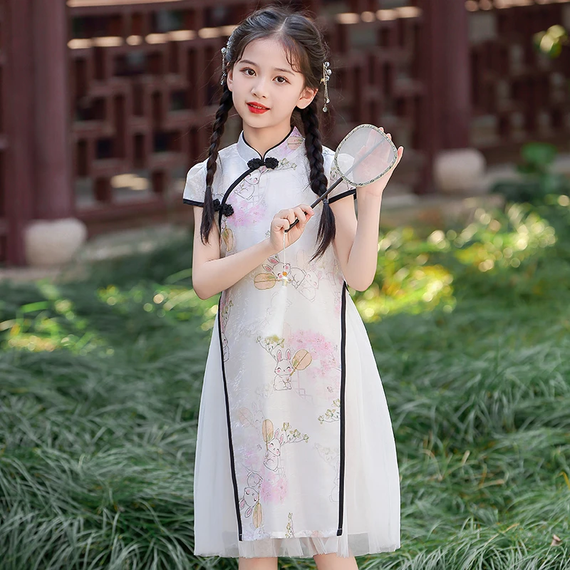 儿童旗袍夏季裙子洋气女孩国风公主裙汉服女童连衣裙2025新款夏装