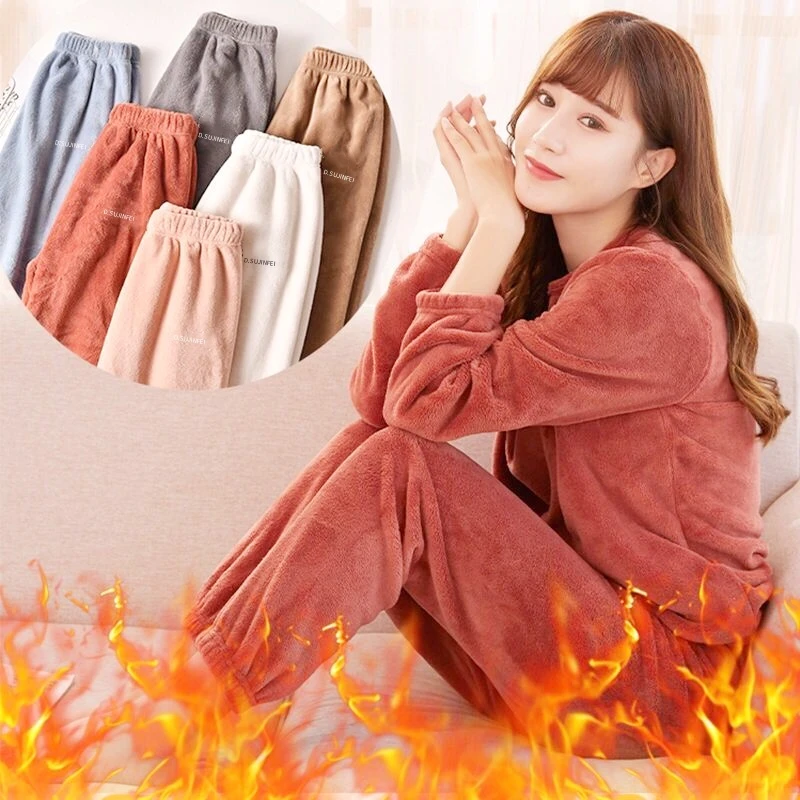 睡衣女大码圆领套头休闲女孩春款可外穿长袖保暖家居服情侣套装