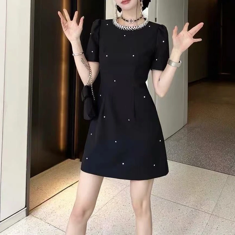 夏季高荡领连衣裙收腰旗袍法式减龄A字裙时尚显瘦大码网红