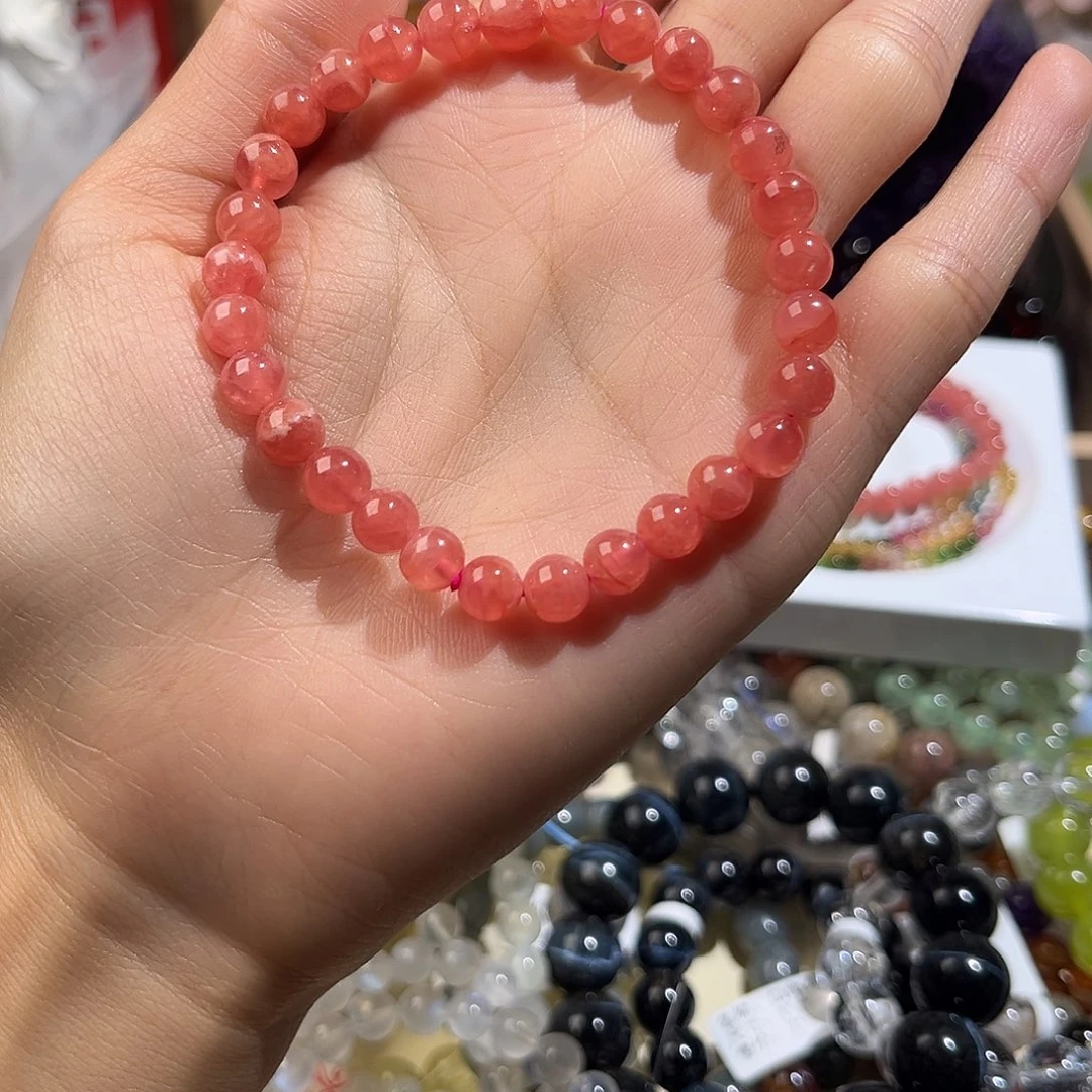 烟晶手链未镶嵌露***圆红纹石749