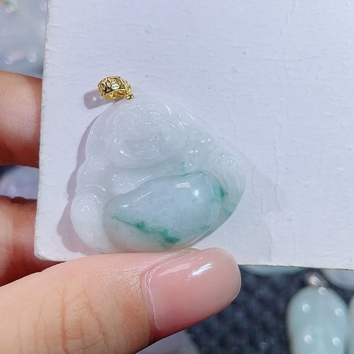 颈饰银S925镶嵌翡翠佛公