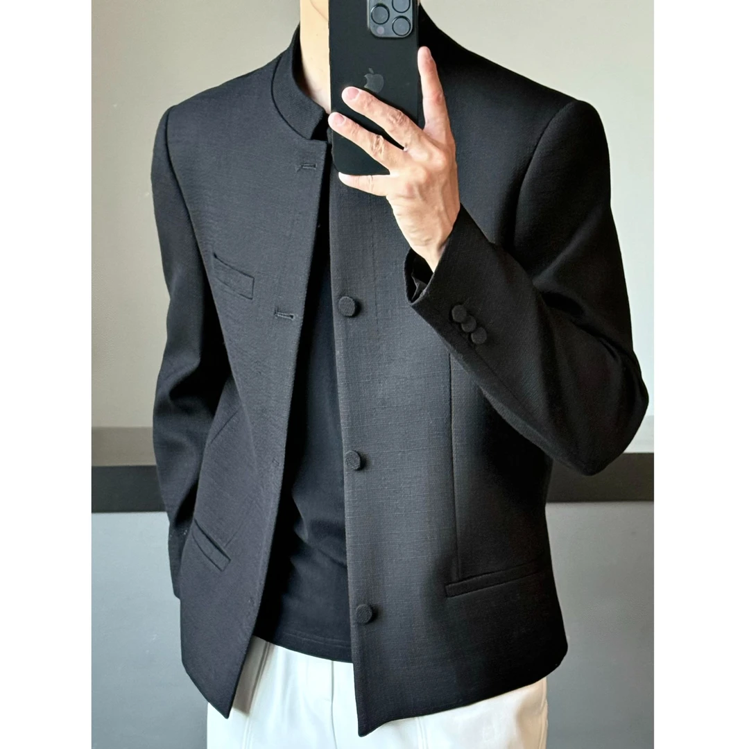 AIXKOM｜秋冬款商务秋季纯色修身立领男装西服抖音上装时尚