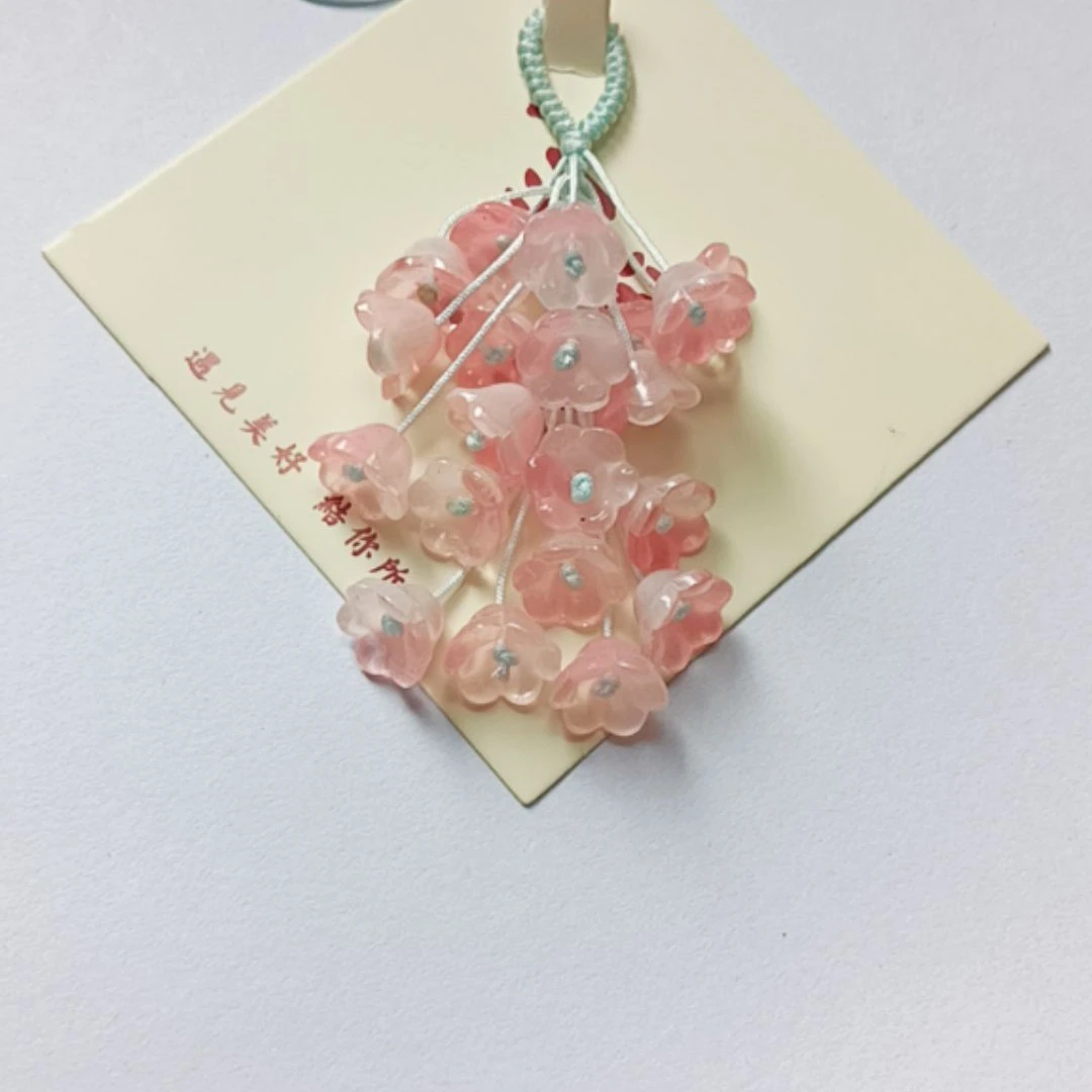 粉白渐变铃兰花新中式车挂包挂手机挂装饰挂件车载车载挂件小挂件