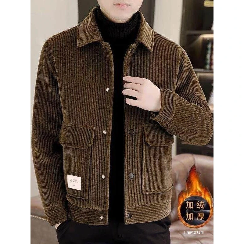2026新款休闲外套男韩版潮流翻领保暖灯芯绒夹克衫青年外穿男装