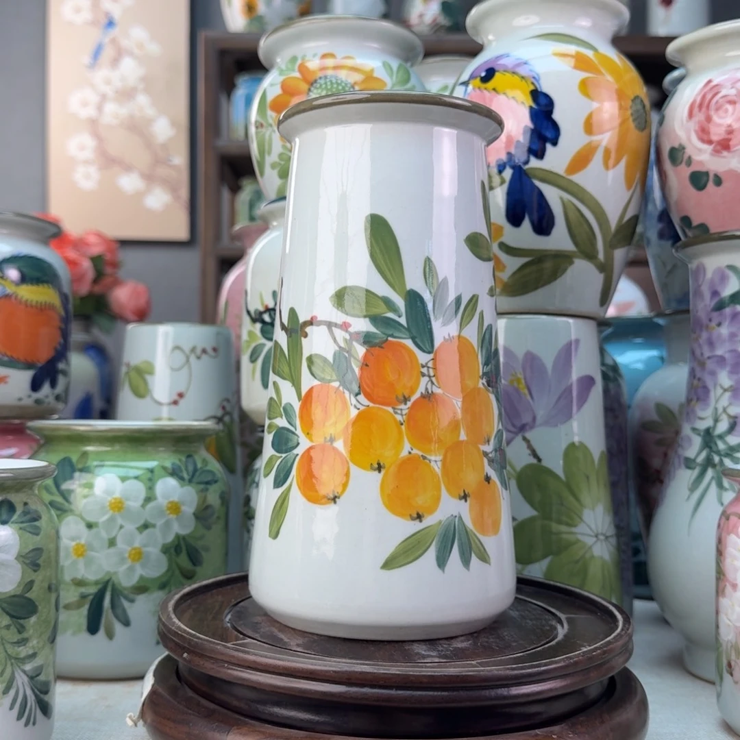 景德镇陶瓷手绘花瓶无孔