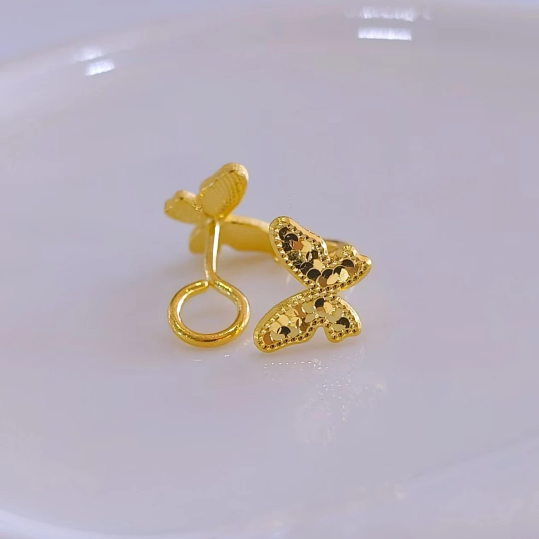 【富远黄金】足金碎碎冰蝴蝶弯针耳钉FYHR01010843