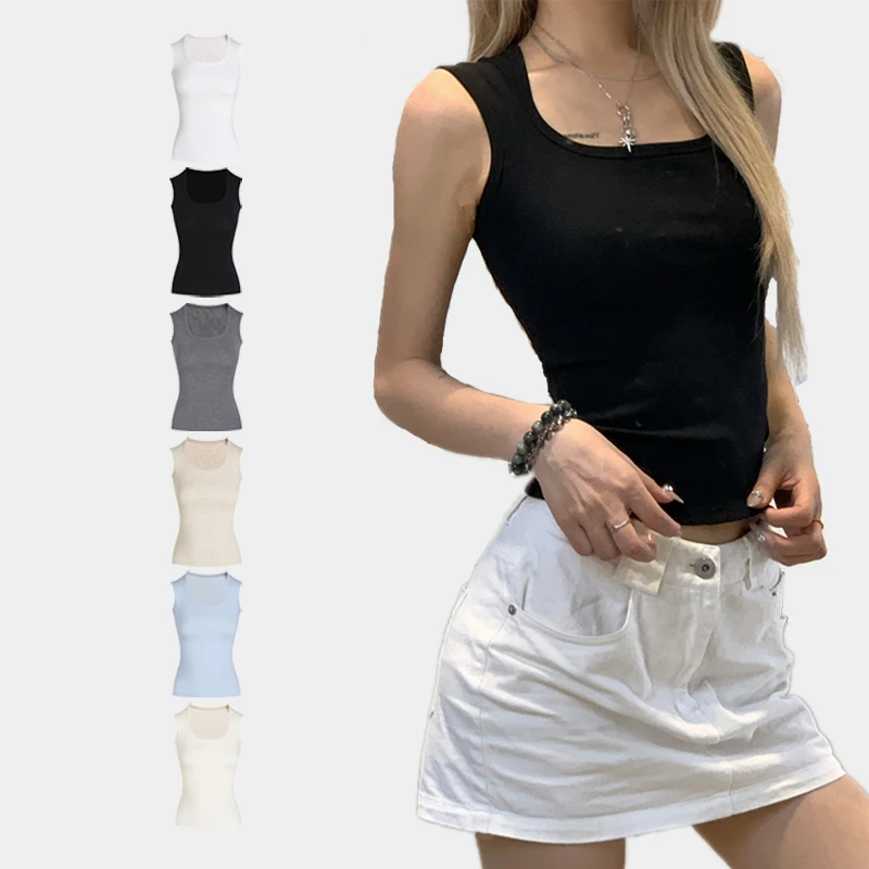 7A抗菌正肩U领女款纯色吊带百搭内外穿工字背心背心洋气衣服女