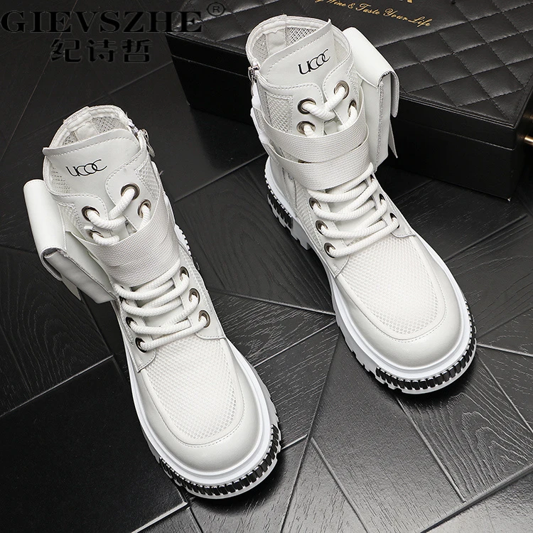 纪诗哲马丁靴男轻奢高端高筒鞋高级时尚机车靴子男机车男士马丁靴