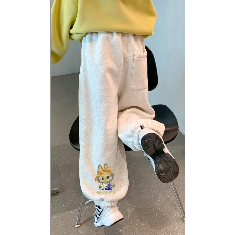 女童裤子秋冬装2025新款洋气儿童装宽松加绒卫裤中大童束脚裤6920