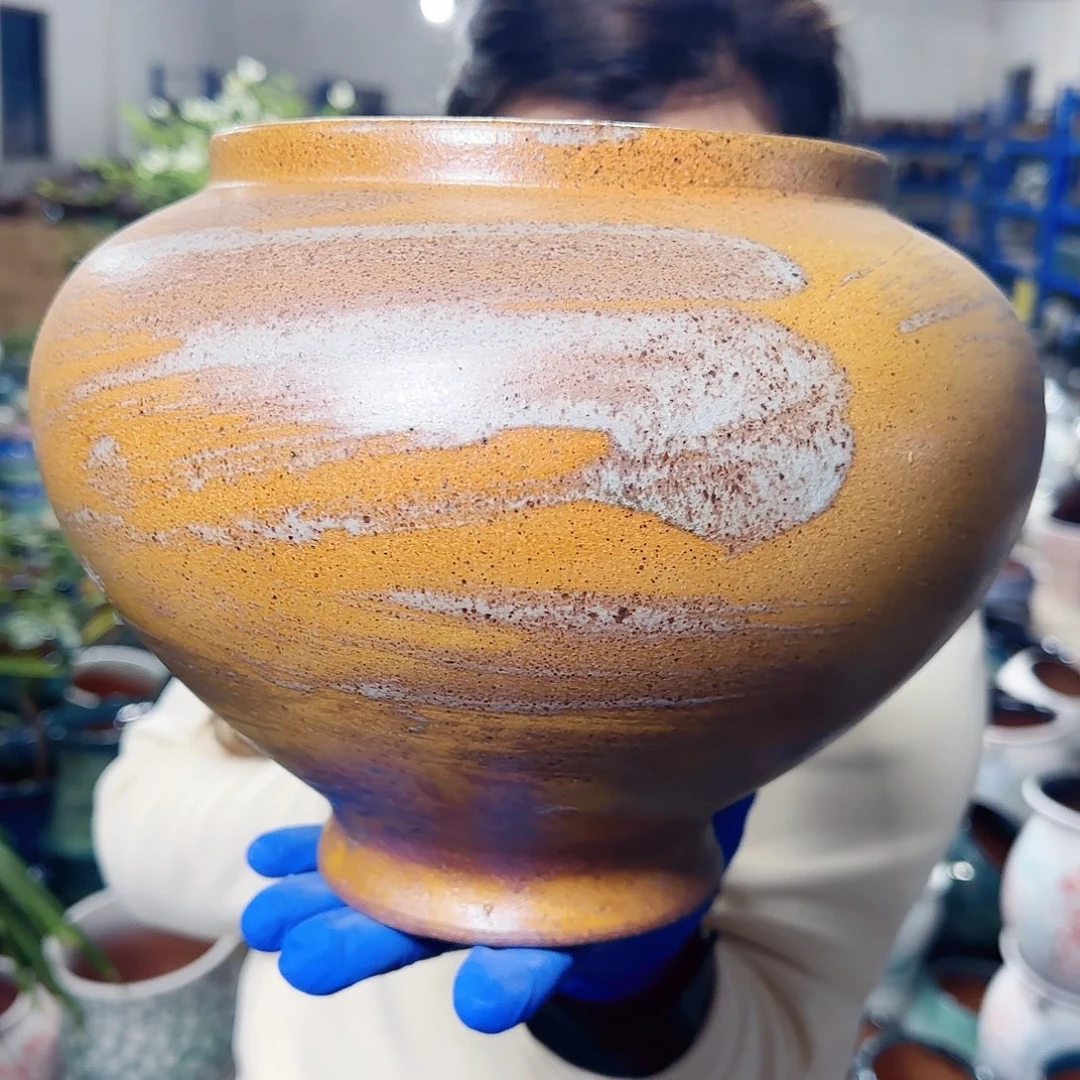 紫砂花盆高21宽17