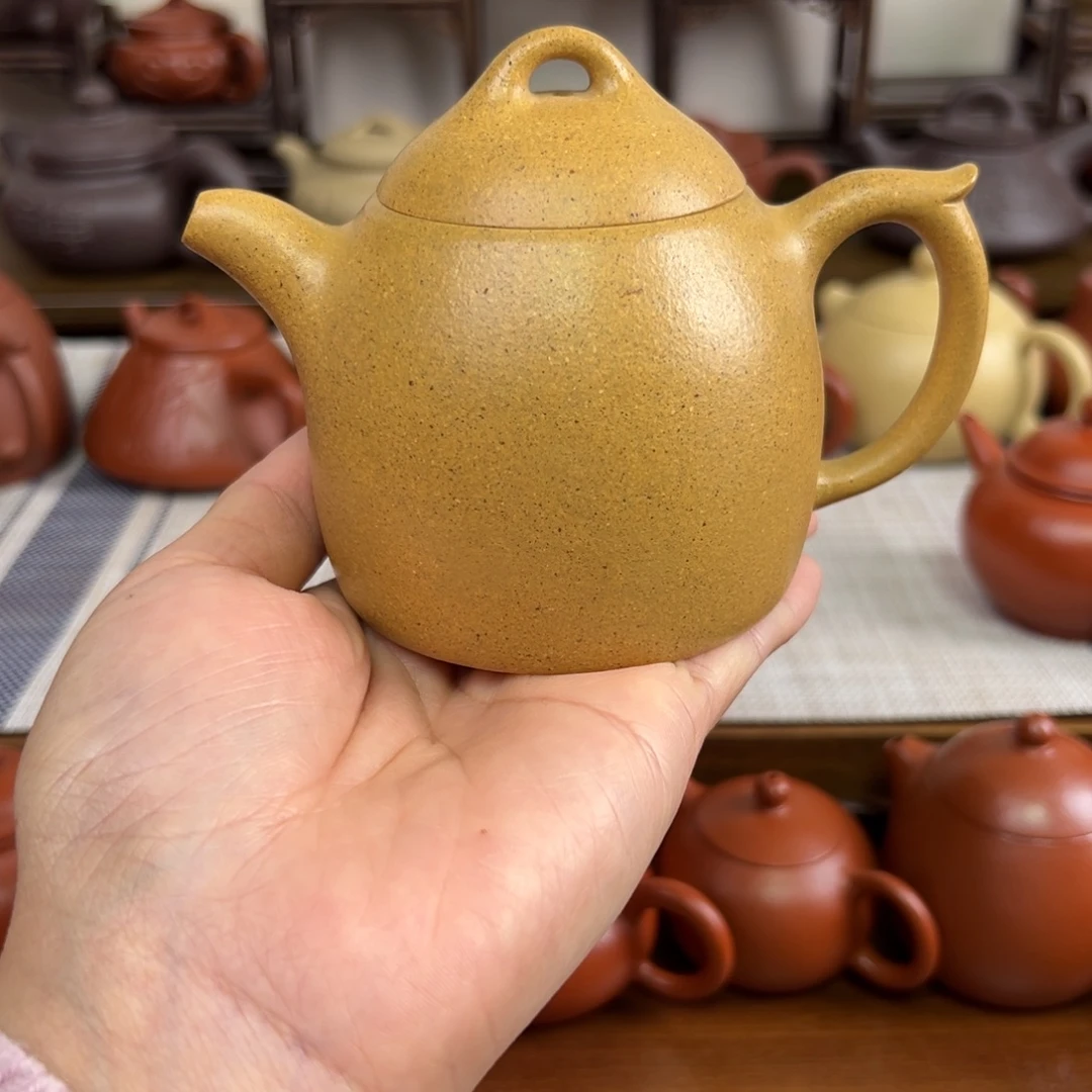 紫砂茶壶黄金段秦权全手220cc
