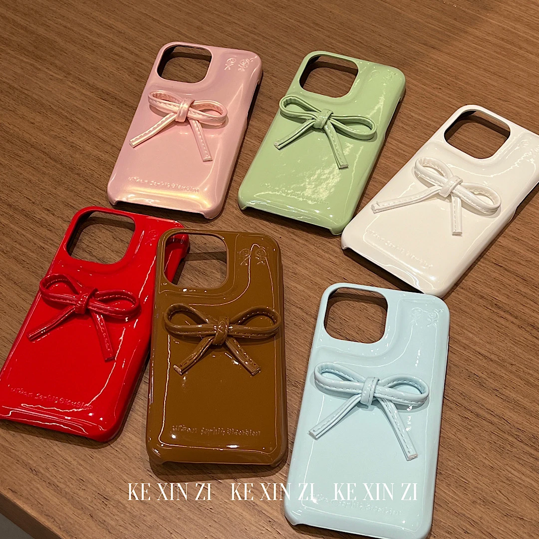 Ins韩系漆面立体蝴蝶结16pro新款手机壳15promax适用苹果系列13