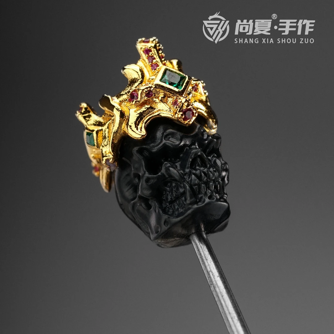 尚夏【加冕】天然新疆和田玉骷髅吊坠顶珠卡13MM以下使用