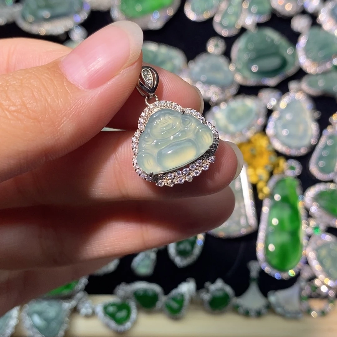 翡翠银S925镶嵌颈饰天然