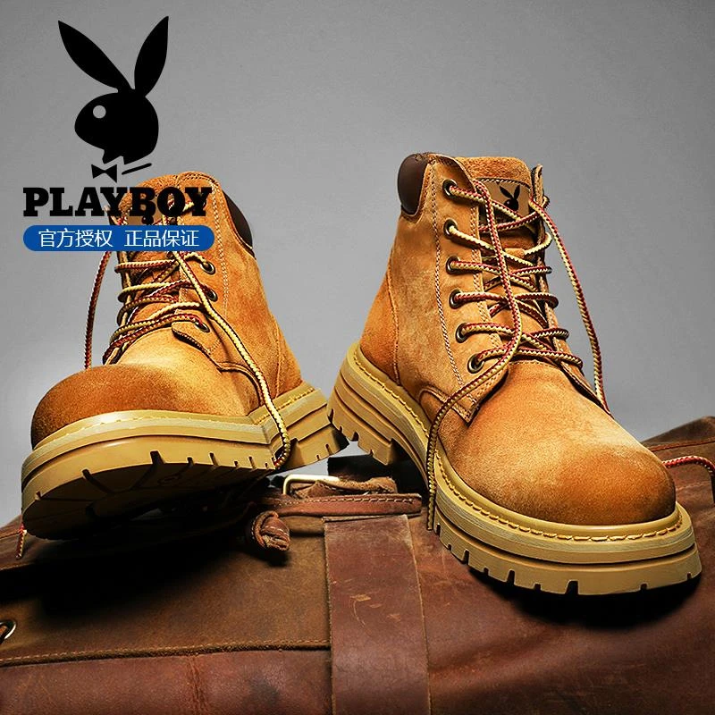 花花公子马丁靴男2025新款冬季复古英伦风男靴户外休闲防滑工装靴