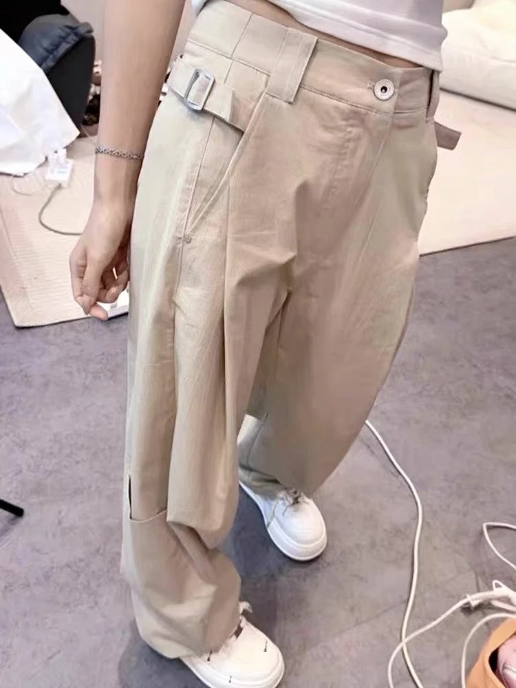 没库存了随便处理美式设计感时尚百搭纯棉高腰显瘦休闲阔腿裤