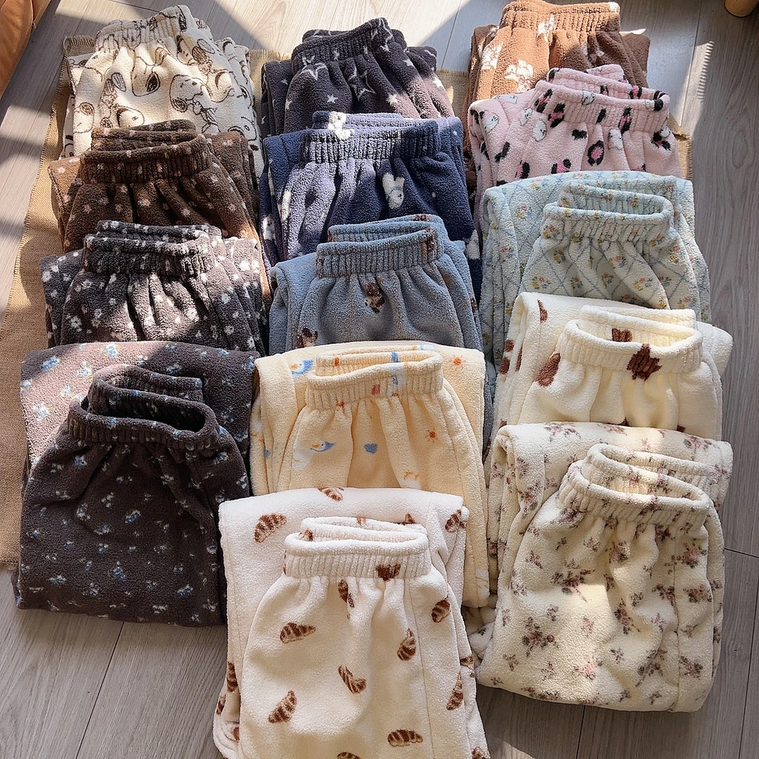 新品!冬日新款加厚雪粒绒百搭显瘦垂感宽松居家休闲裤女可外穿