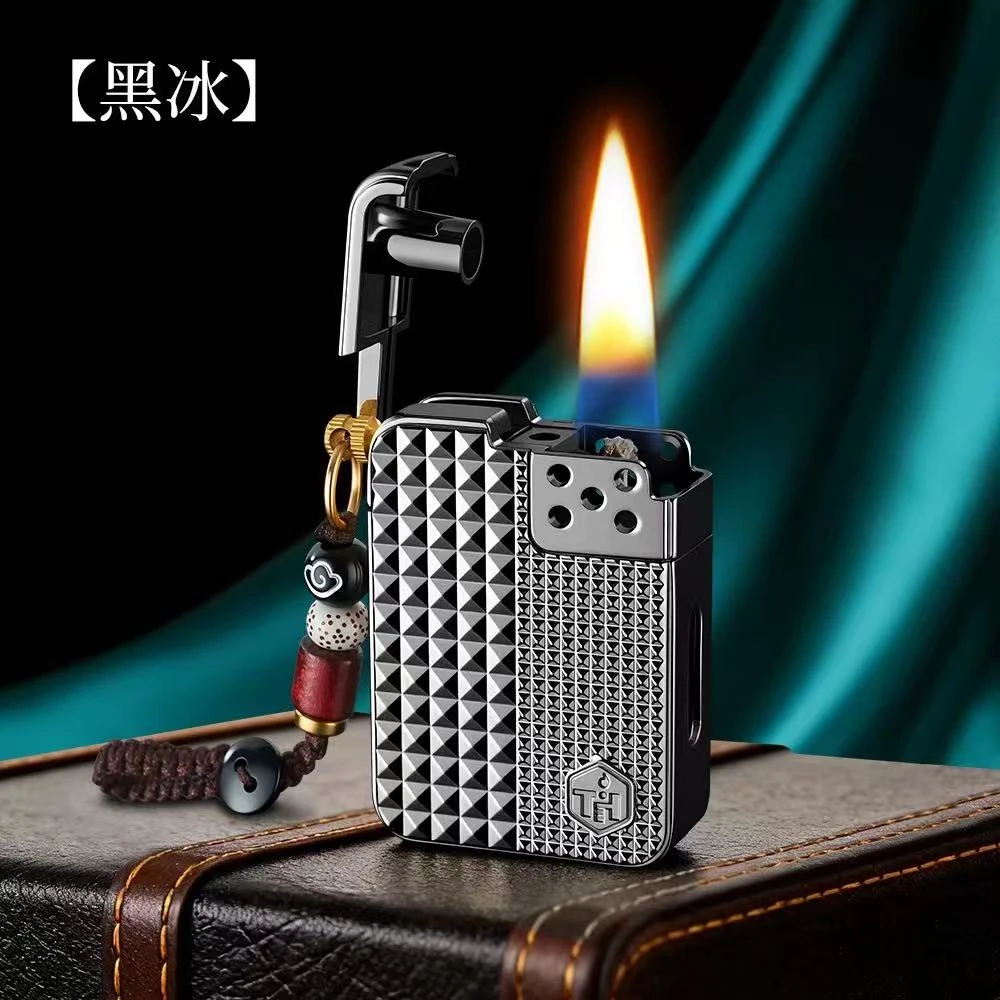 HT2515-黑拉丝智能声控感应多功能点火可充电小方砖打火机防风