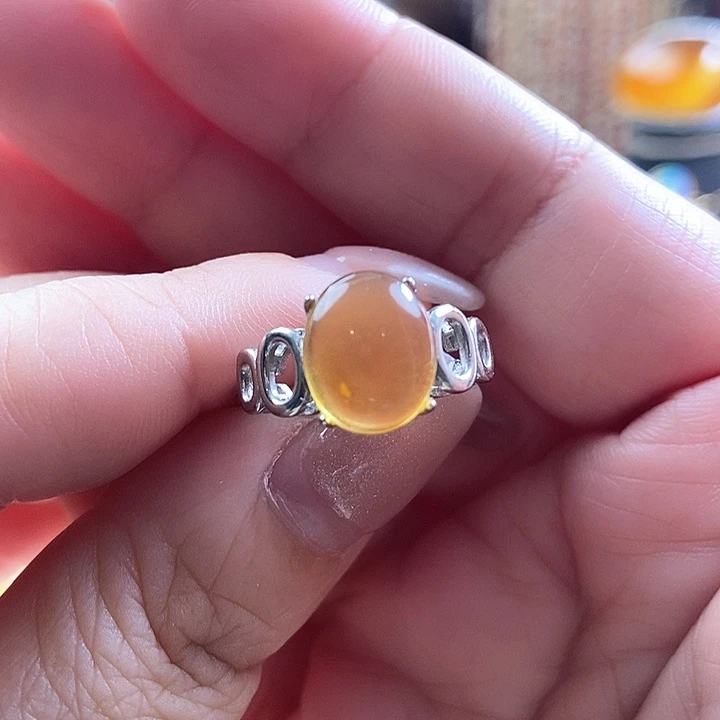 琥珀未镶嵌戒指戒指