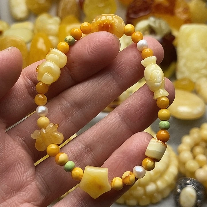 琥珀颈饰未镶嵌琥珀蜜蜡 手串