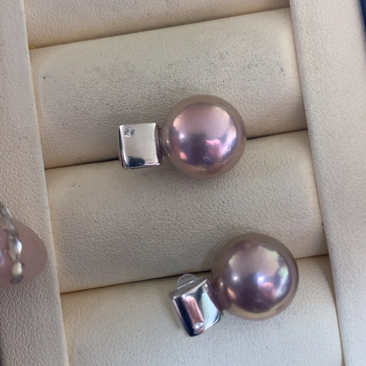 银S925镶嵌耳饰淡水珍珠