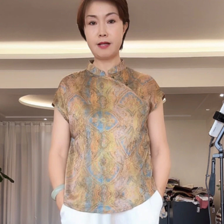 【葛行长定制】高奢感老钱风调性斜襟落肩衬衣上衣QD