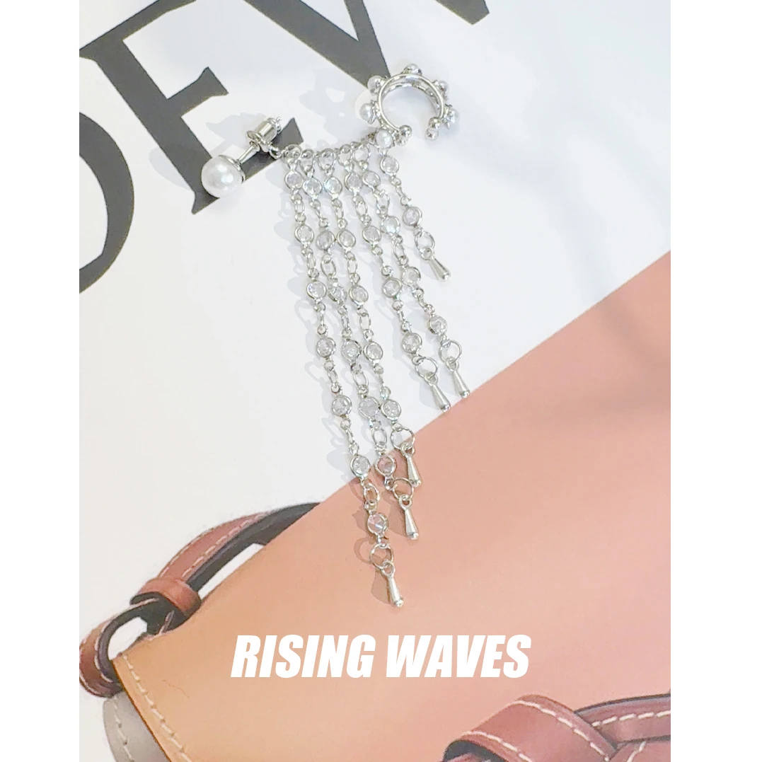 铜合金耳饰 【星阑夜ETH854】精致仙气小众珠珠流苏耳针耳骨夹耳饰