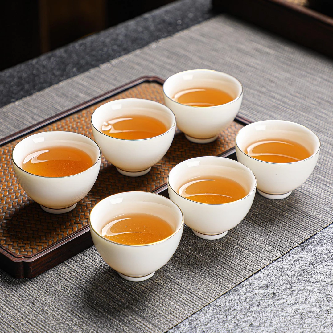 高档骨瓷功夫茶小茶杯高端茶碗套装家用陶瓷茶具品茗杯羊脂玉白瓷