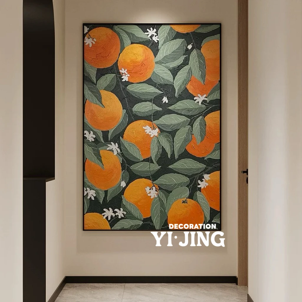 【好柿成双】现代意式柿柿如意客厅餐厅玄关走廊挂画砂岩肌理挂画