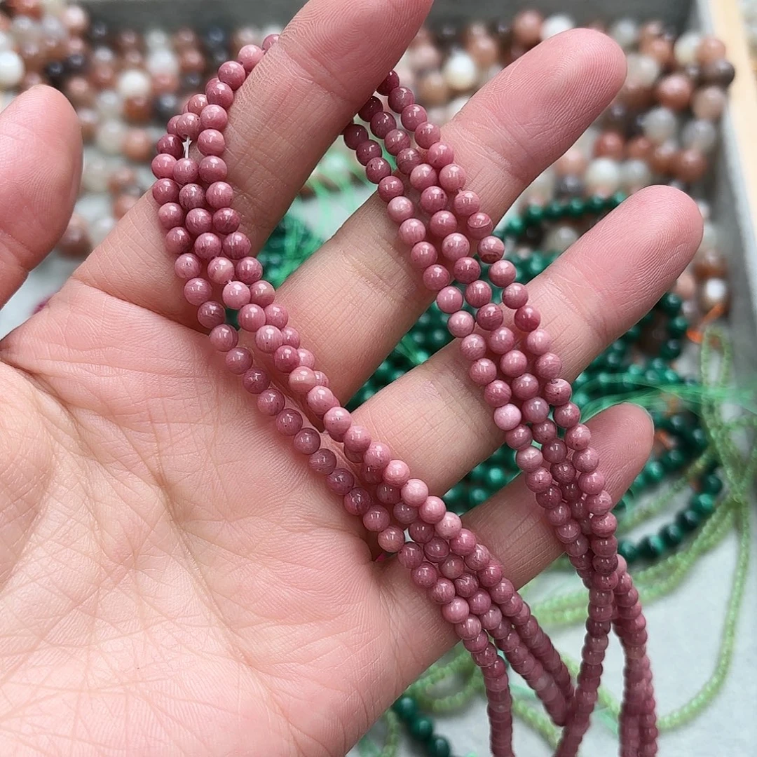 玛瑙/玉髓未镶嵌珠宝半成品卡4红木纹圆珠一条