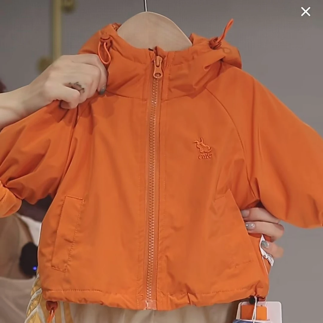 【加绒三防冲锋外套  】婴儿衣服男童冲锋衣秋冬女小童上衣连帽休闲