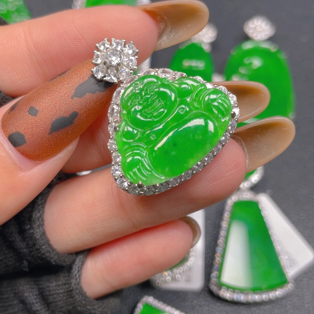 翡翠银S925镶嵌吊坠(不含链)