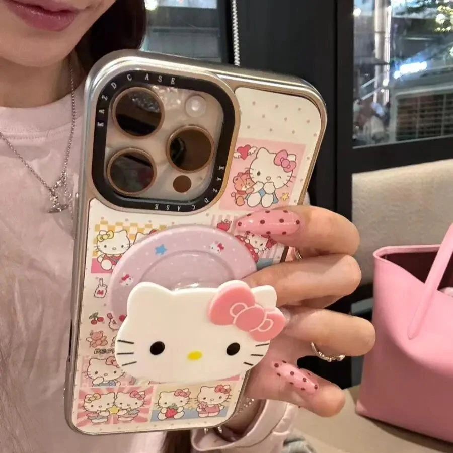可爱电镀皮纹满屏猫咪磁吸适用于苹果17/16pro手机壳15保护套1413