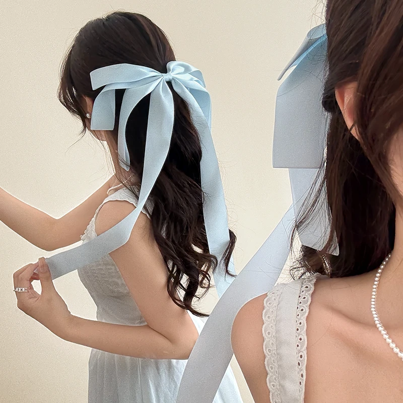 法式蝴蝶结飘带发夹女2025新款高级感发饰后脑勺半扎发弹簧夹头饰