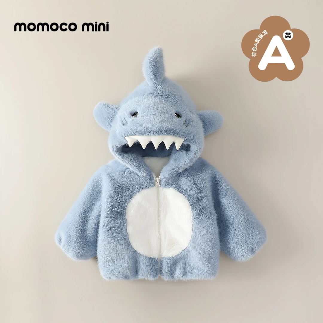【现货】MOMOCOmini冬季婴童毛毛鲨鱼可爱外套保暖加绒87910123004