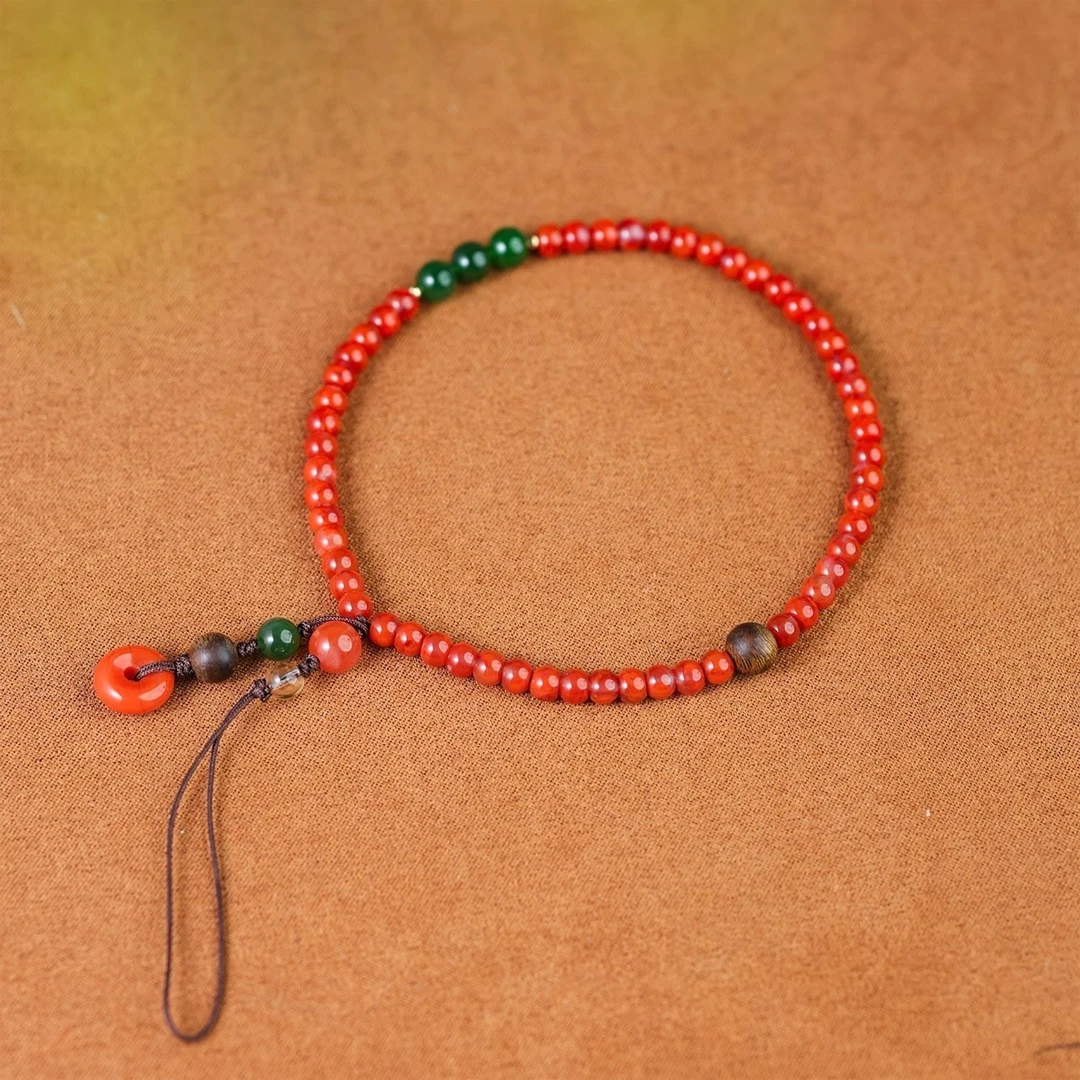 18K金南红精品手机链