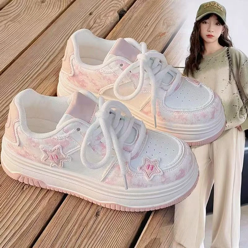 ABC学生小白鞋女童2025秋季新款初中生板鞋中大童增高透气运动鞋