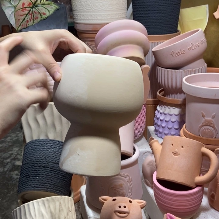 13×18白陶高脚杯 粗陶1个