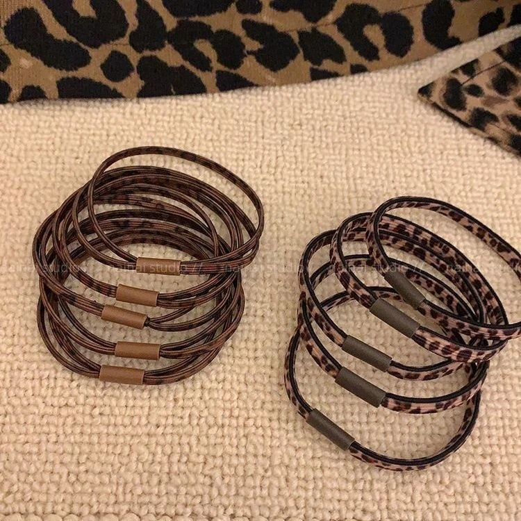 韩版豹纹基础皮筋女扎头橡皮筋耐用发圈绑头发发绳头绳扎马尾皮套