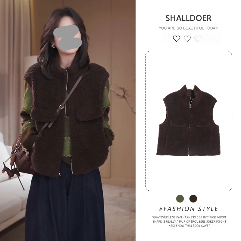 2025年秋季新款气质时尚纯色马甲女士小众洋气设计感显瘦通勤衣服