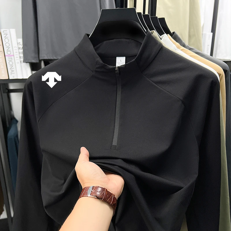奥特莱斯撤柜丨迪桑家长袖卫衣透气T恤拉链运动男装长袖薄款潮流