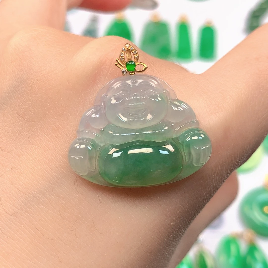 翡翠18K金镶嵌吊坠(不含链)