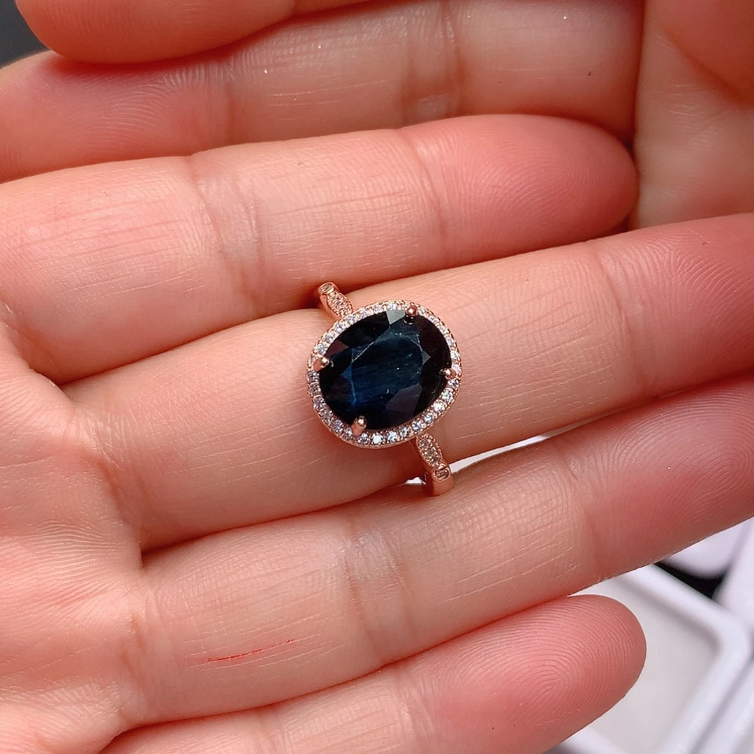 银S925镶嵌蓝宝石戒指