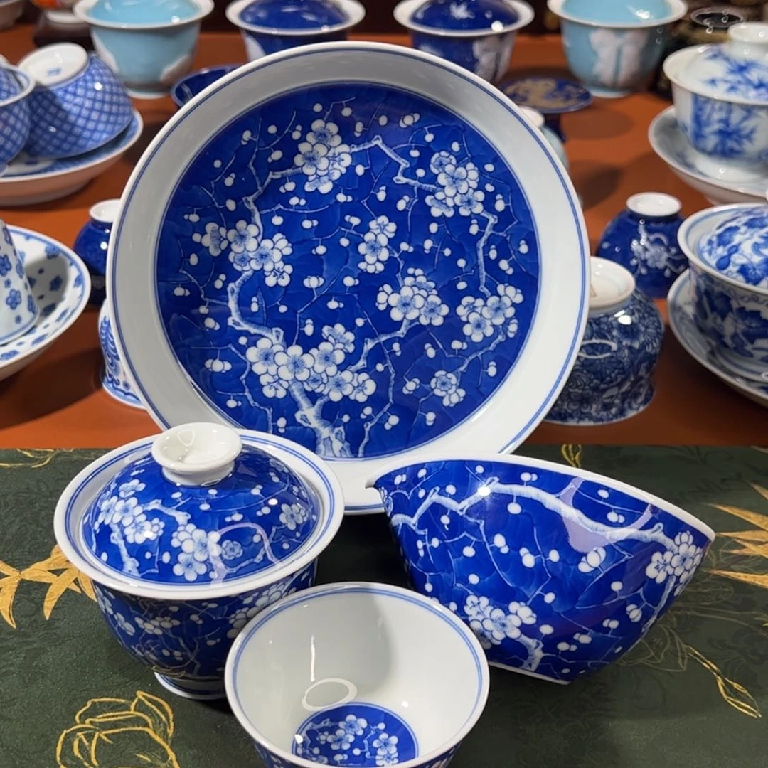 知冬煮雪手工手绘-竹林草堂茶具重工四件套套组