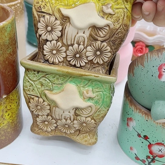 多肉绿植陶瓷花盆9.9包邮，有空