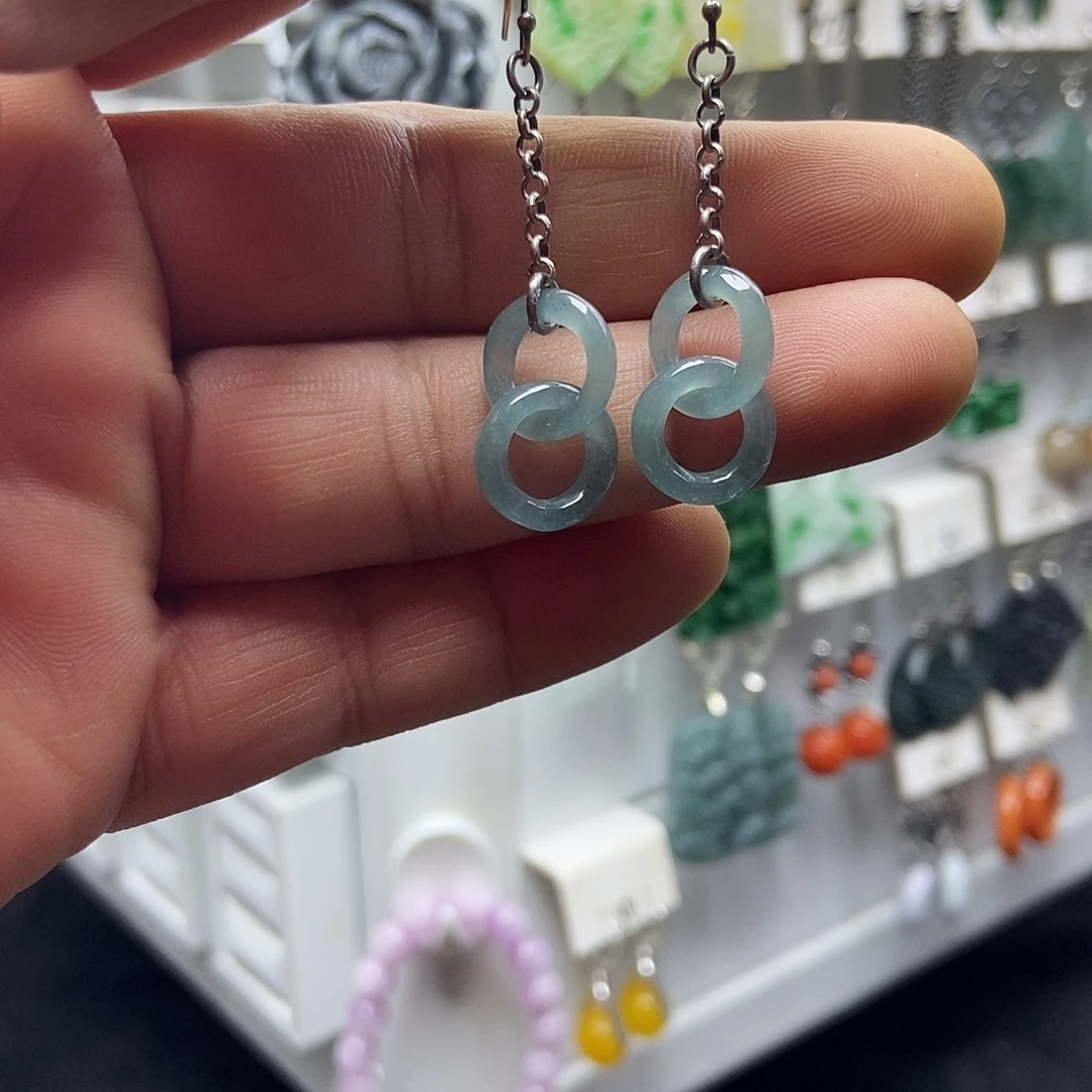 翡翠银S925镶嵌耳饰品质珠宝