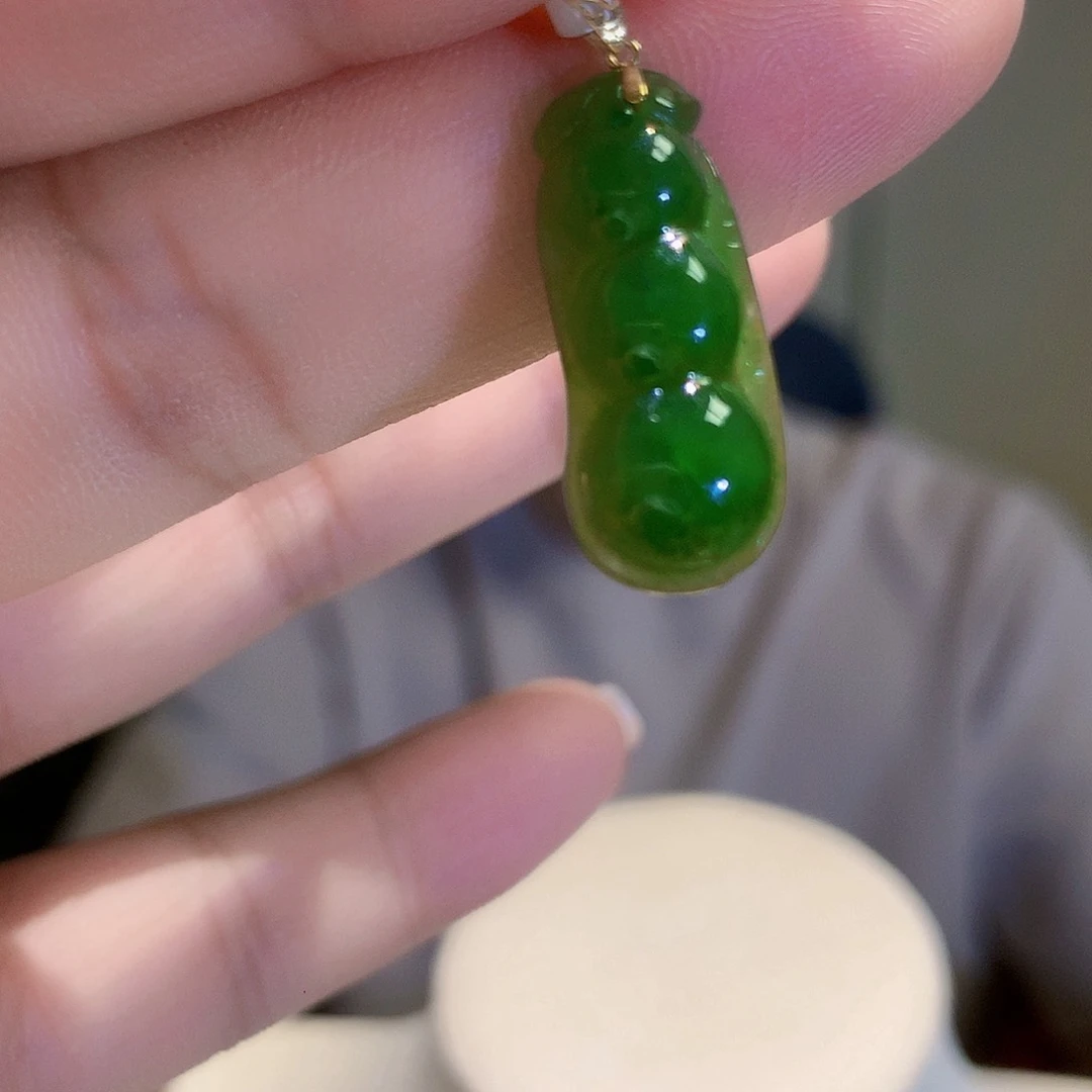 和田玉（碧玉）18K金镶嵌颈饰