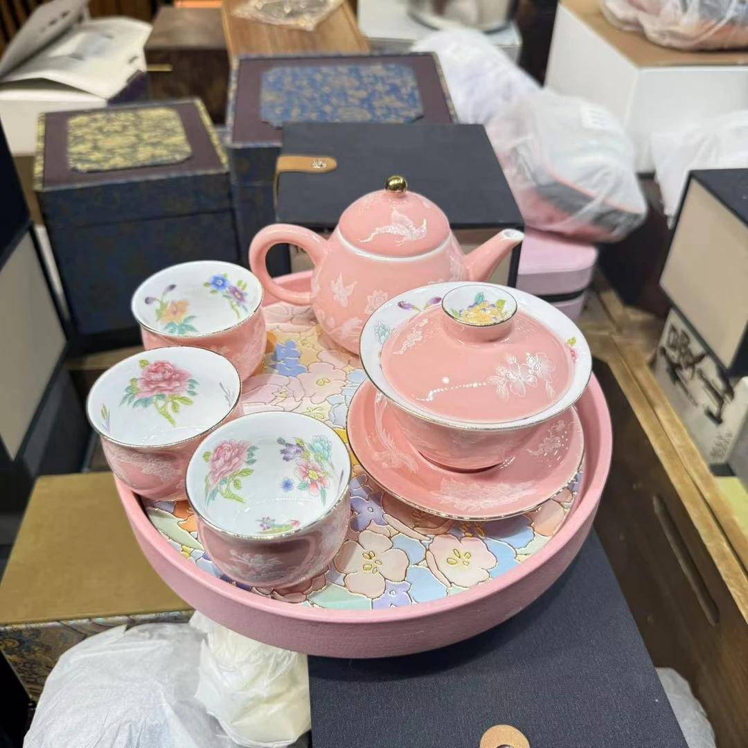 （胡子茶器）锦上添花茶壶盖碗套组加茶盘 MC038