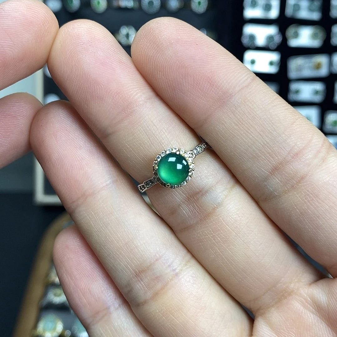 银S925镶嵌戒指翡翠