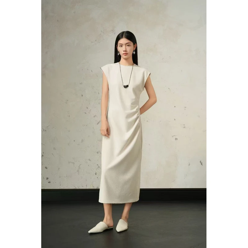 J03春季2025新款优雅温柔淑女风米色连衣裙 J510311209